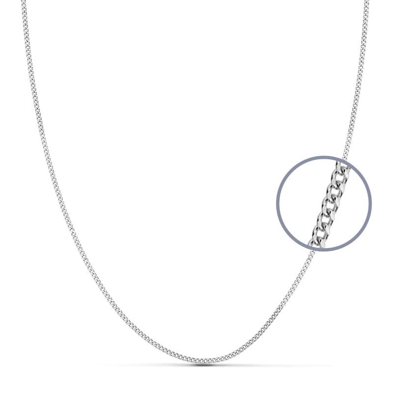 18K Cadena Maciza Oro Blanco Barbada 1 Mm 45Cm