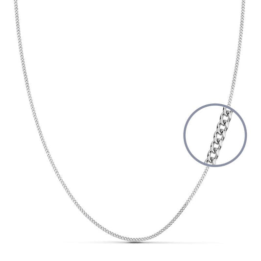 18K Cadena Maciza Oro Blanco Barbada 1 Mm 45Cm