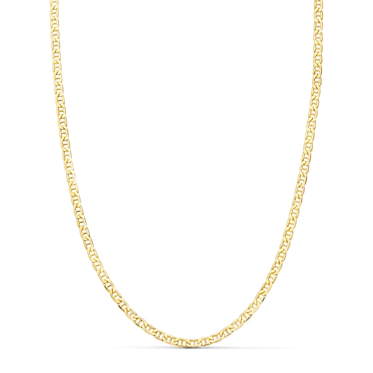 18K Cadena Oro Amarillo Ancla Plana Hueca Largo 45Cm Ancho 2 Mm
