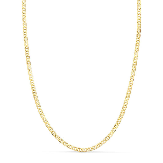 18K Cadena Oro Amarillo Ancla Plana Hueca Largo 50Cm Ancho 2 Mm