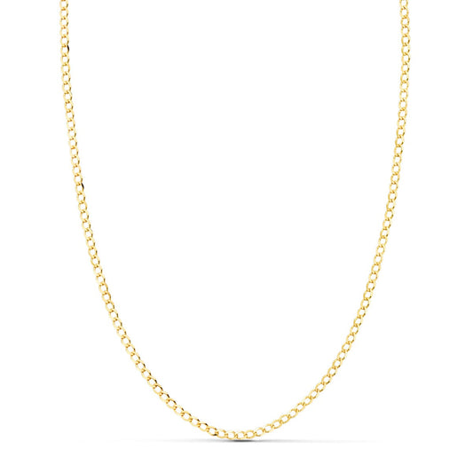 18K Cadena Oro Amarillo Barbada Maciza Largo 60Cm Ancho 1.5 Mm