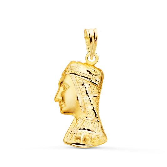 9K Medalla Oro Amarillo Virgen De Montserrat Silueta Tallada 21X12 Mm
