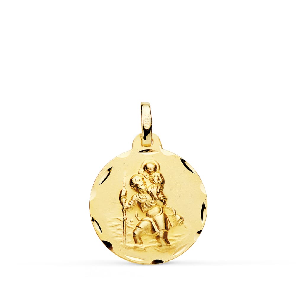 9K Medalla Oro Amarillo San Cristobal 18 Mm