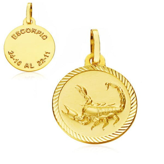 9K Horoscopo Oro Amarillo Disco 16 Mm Escorpio