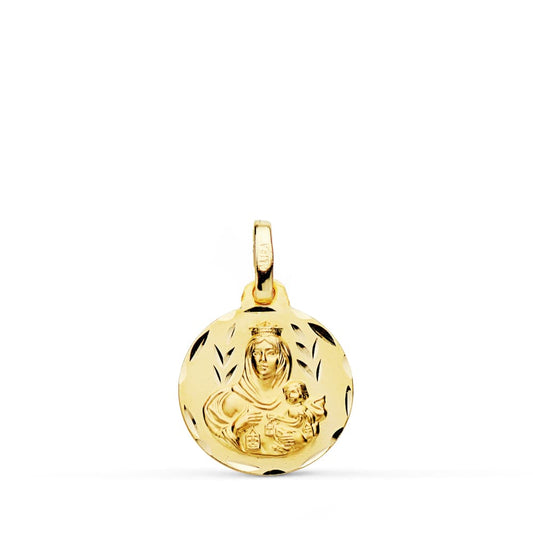 18K MEDALLA ORO AMARILLO TALLADA VIRGEN DEL CARMEN 14 MM