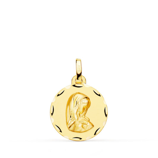 18K Medalla Oro Amarillo Virgen Niña 18 Mm