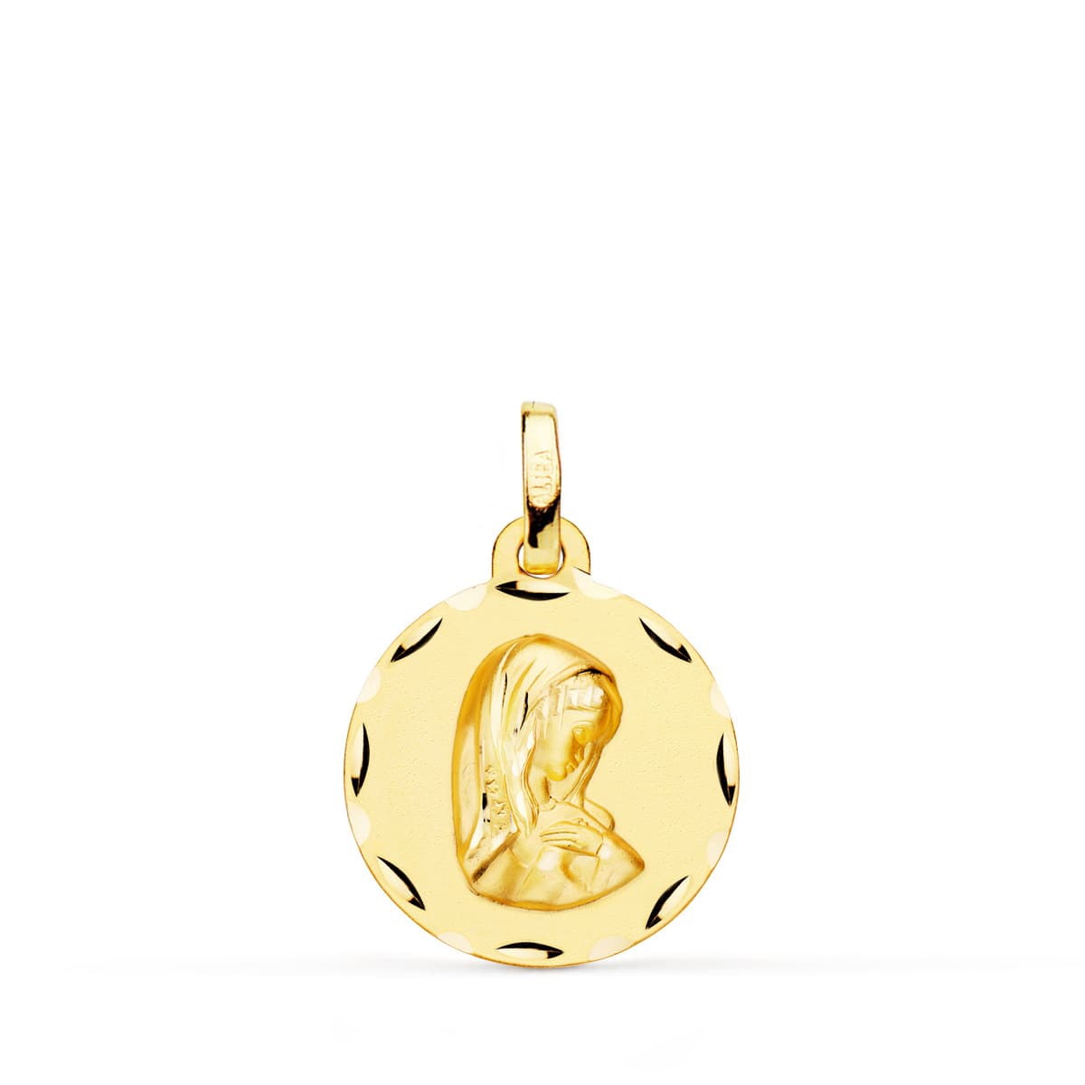 18K Medalla Oro Amarillo Virgen Niña 16 Mm