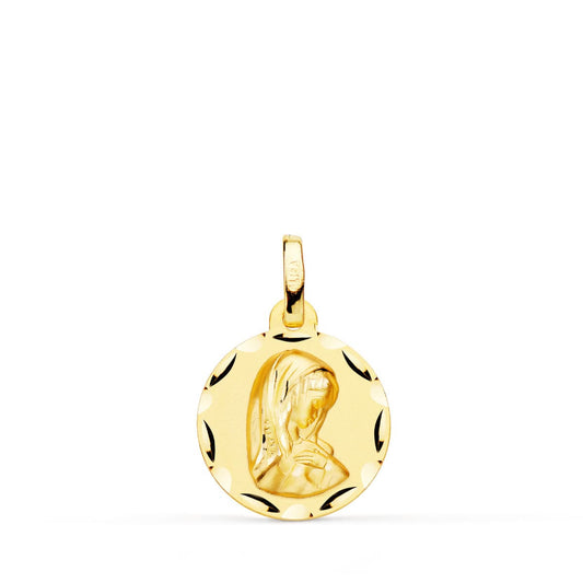 18K Medalla Oro Amarillo Virgen Niña 14 Mm