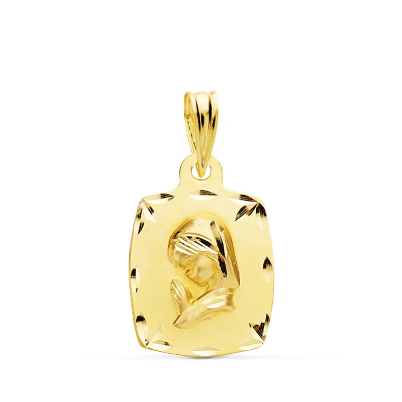18K Medalla Oro Amarillo Virgen Niña 19X14 Mm 1.90 Gr