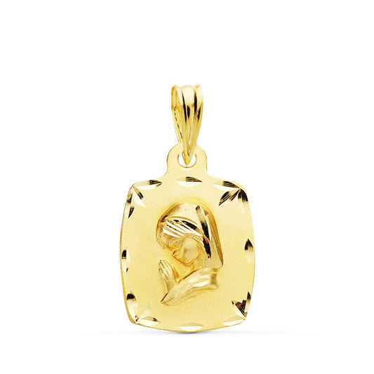 18K Medalla Oro Amarillo Virgen Niña 19X14 Mm 1.90 Gr