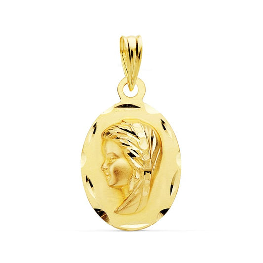 18K Medalla Oro Amarillo Virgen Niña 22X14 Mm