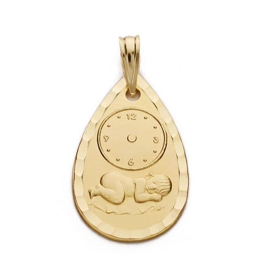 18K Medalla Oro Amarillo Niño Reloj 22X14 Mm