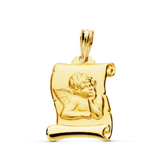 18K MEDALLA ANGEL BURLON ORO AMARILLO PERGAMINO. 20X16 MM