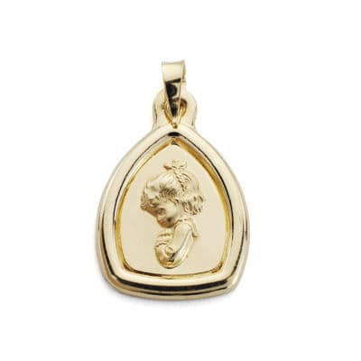 18K Medalla Oro Amarillo Virgen Niña 24X16 Mm
