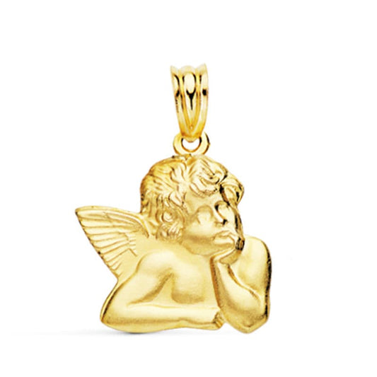 9K Medalla Oro Amarillo Angelito Burlon Silueta 20X17 Mm