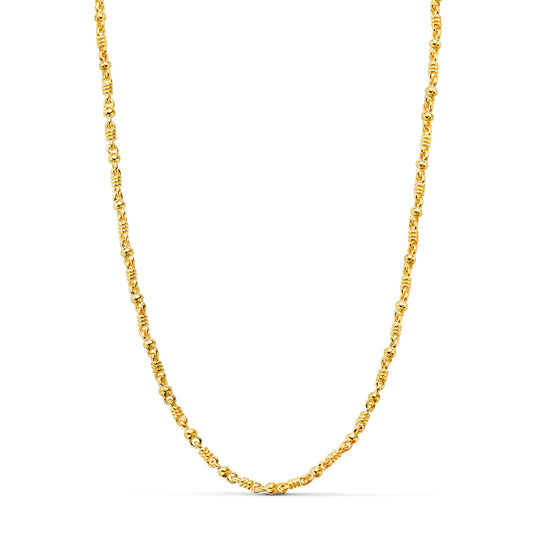 18K CADENA ORO AMARILLO MACIZA BOLA Y DETALLE BRILLO. ANCHO: 2,7 MM LARGO: 60CM