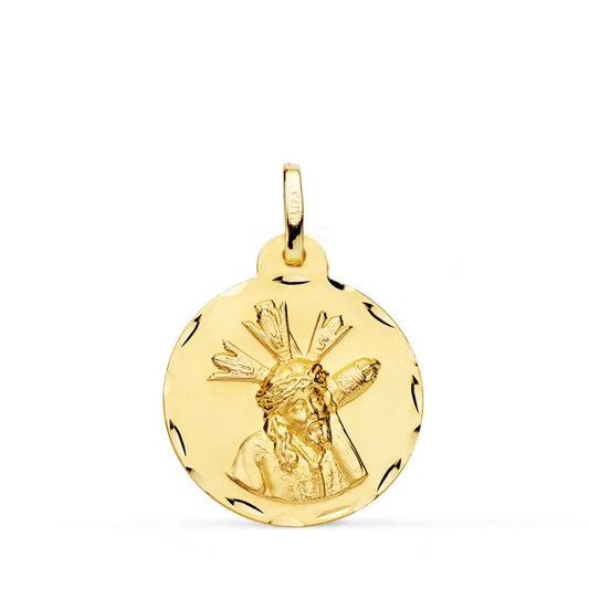 9K Medalla Oro Amarillo Gran Poder Tallada 20 Mm