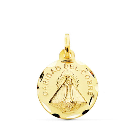 18K MEDALLA ORO AMARILLO VIRGEN DE LA CARIDAD DEL COBRE 16 MM