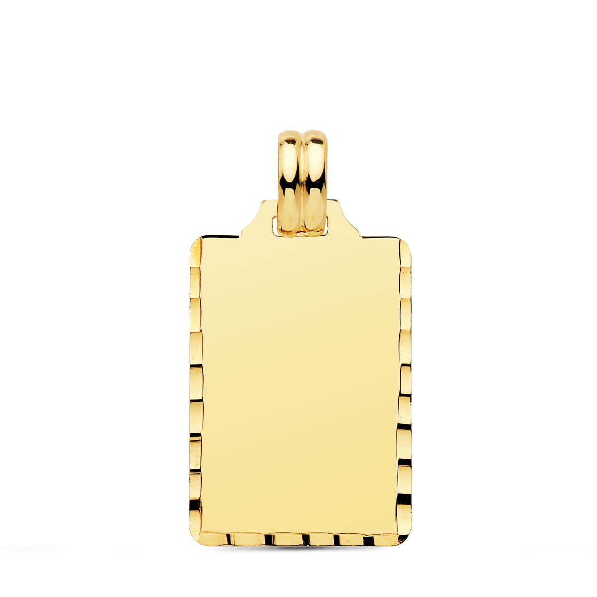 9K Placa Chapa Oro Amarillo Lisa Alto Brillo Tallada 24X14 Mm