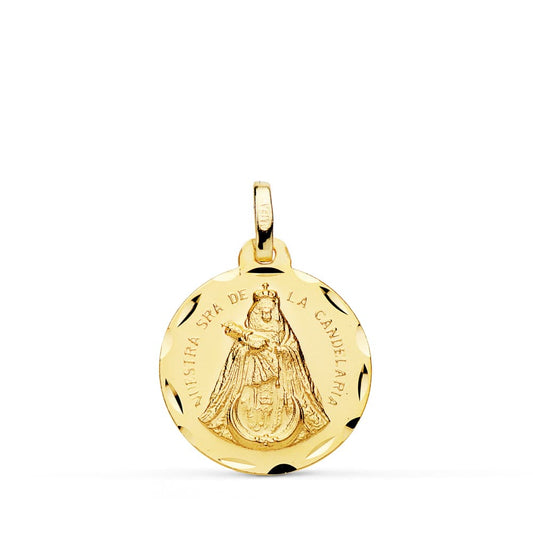 18K MEDALLA ORO AMARILLO NUESTRA SEÑORA DE LA CANDELARIA TALLADA 18 MM