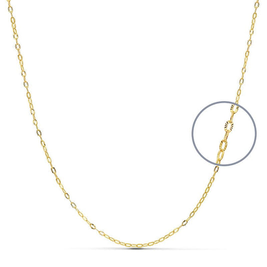 18K Cadena Oro Amarillo Maciza Forzada 40Cmx1 Mm