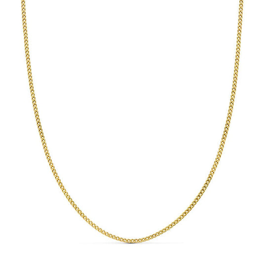 18K Cadena Oro Amarillo Barbada Hueca 50Cm Ancho 1.5 Mm