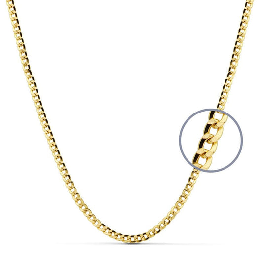 18K Cadena Oro Amarillo Barbada 50Cm Hueca 3.5 Mm