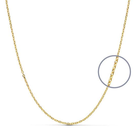 18K Cadena Forzada Oro Amarillo 40Cm Hueca 1.2 Mm