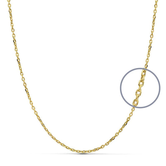18K Cadena Oro Amarillo Forzada 50Cm Hueca 1.50 Mm