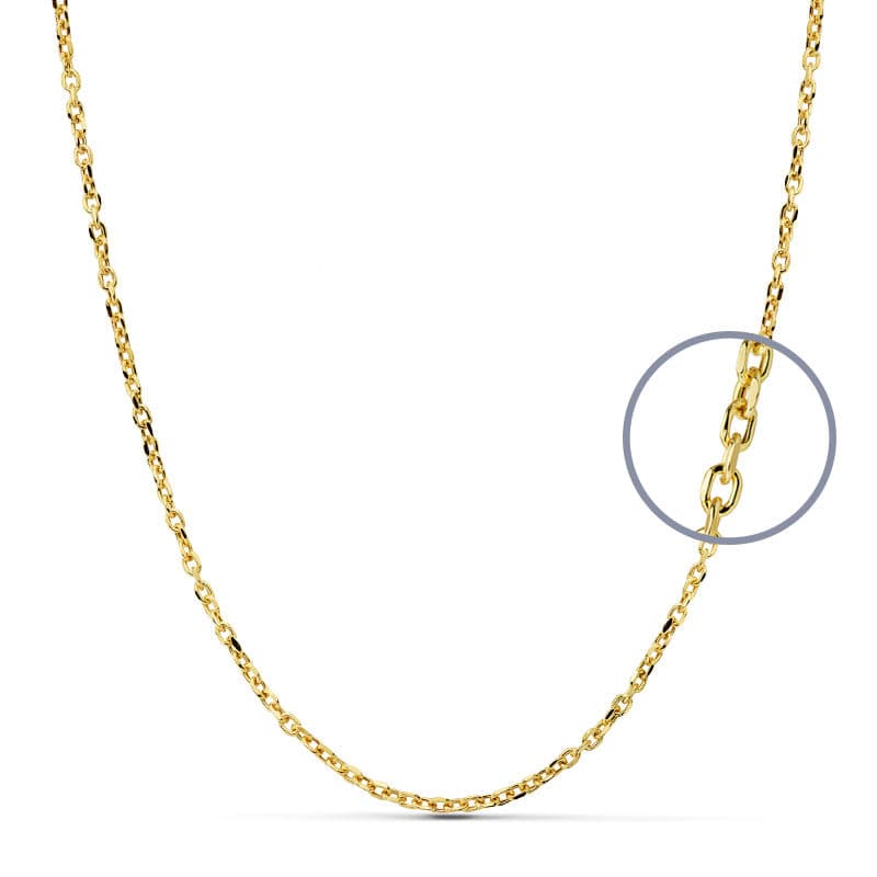 18K Cadena Oro Amarillo Forzada 50Cm Hueca 2 Mm