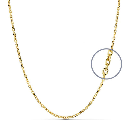 18K Cadena Oro Amarillo Forzada 50Cm Hueca 2 Mm