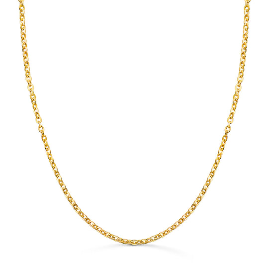 18K Cadena Oro Amarillo Hueca Forzada Ancho: 2Mm Largo: 50Cm
