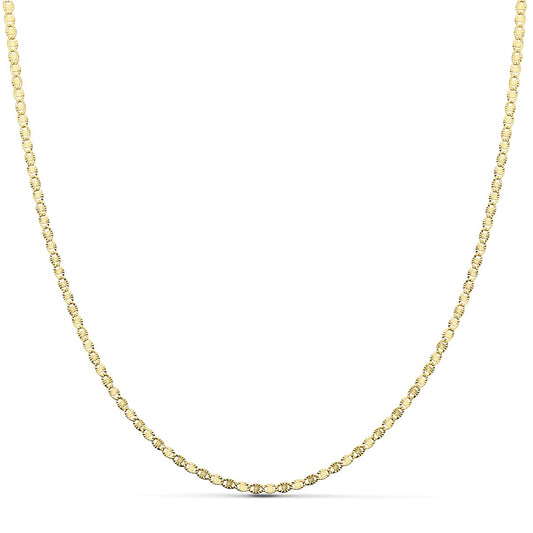 18K Cadena Oro Amarillo Maciza Diamantada 1.5 Mm 45Cm