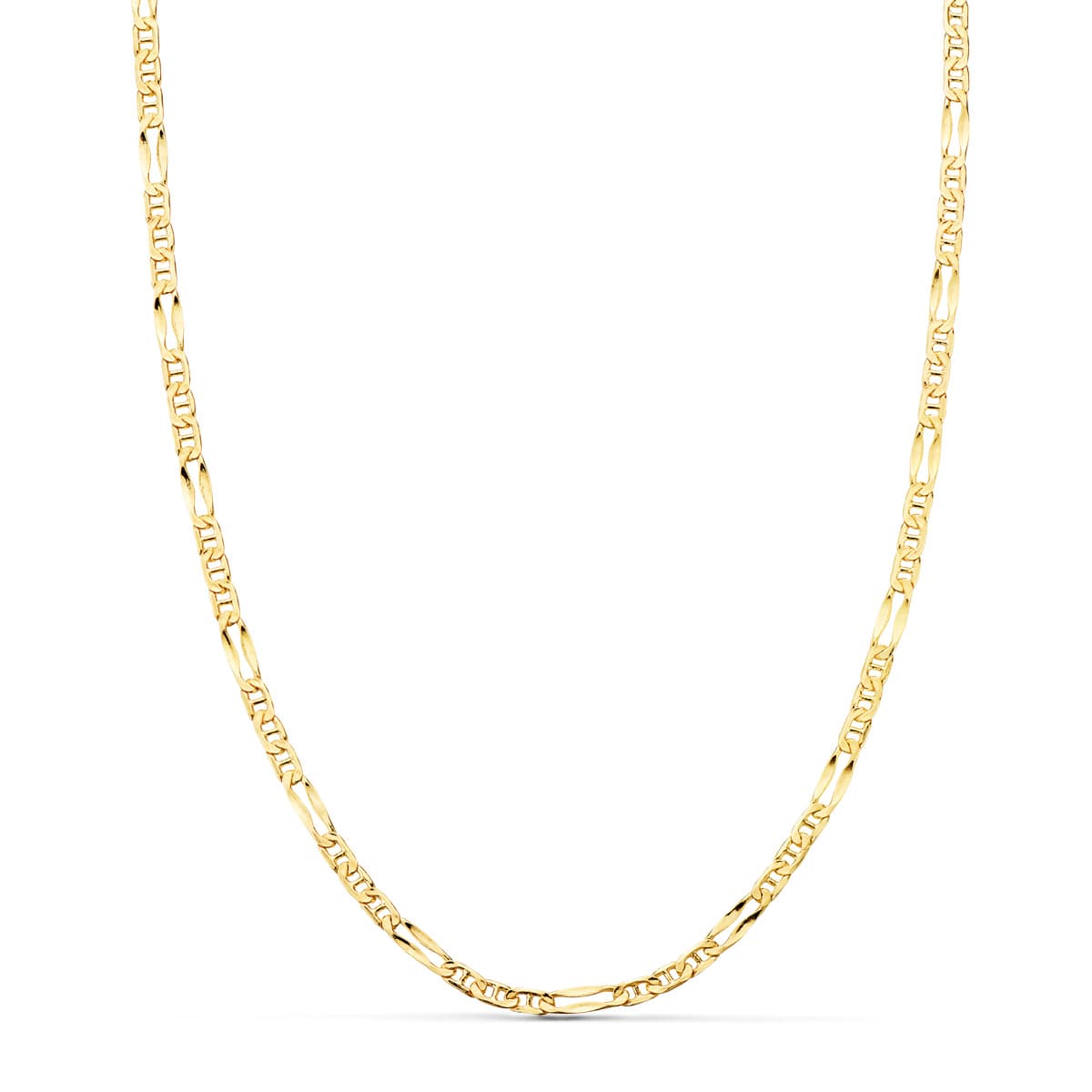 18K Cadena Oro Amarillo Ancla 3X1 Hueca Largo 60Cm Ancho 2 Mm
