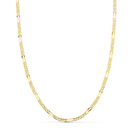 18K Cadena Oro Amarillo Ancla 3X1 Hueca Largo 60Cm Ancho 2 Mm