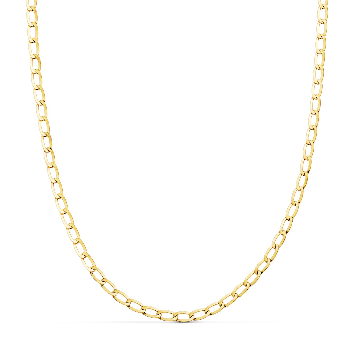 18K Cadena Oro Amarillo Hueca Bilbao Plana Largo: 60Cm Ancho: 3,5 Mm