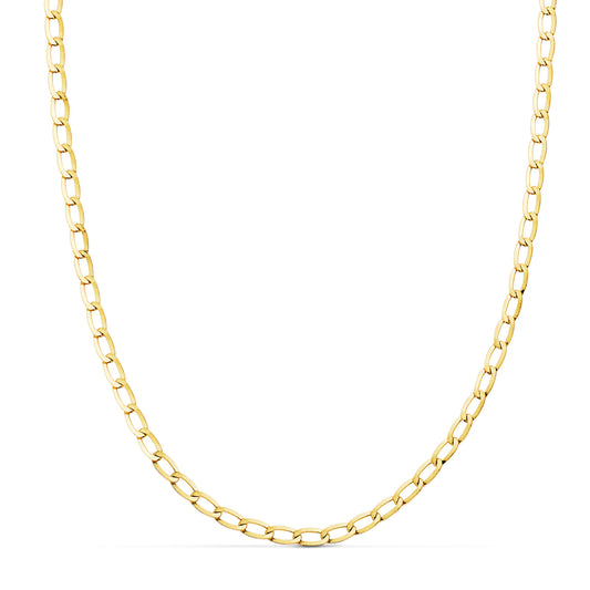 18K Cadena Oro Amarillo Hueca Bilbao Plana Largo: 60Cm Ancho: 3,5 Mm