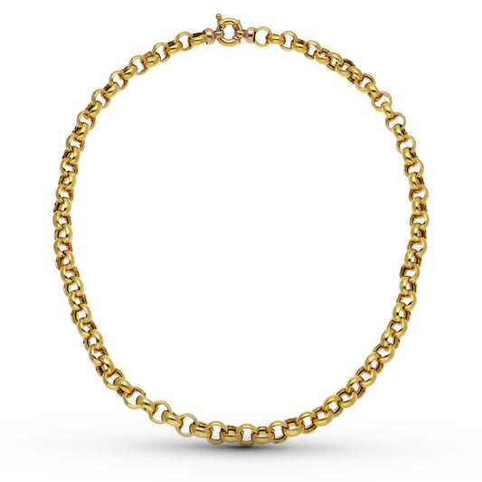 18K Cadena Oro Amarillo Rolo Hueca 45Cm 8 Mm