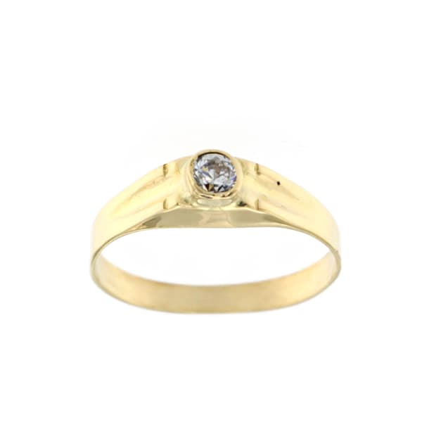 18K Solitario Pequeño Oro Amarillo Circonita. Ancho: 4 Mm