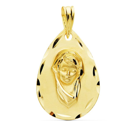 18K Medalla Oro Amarillo Virgen Niña 21X14 Mm