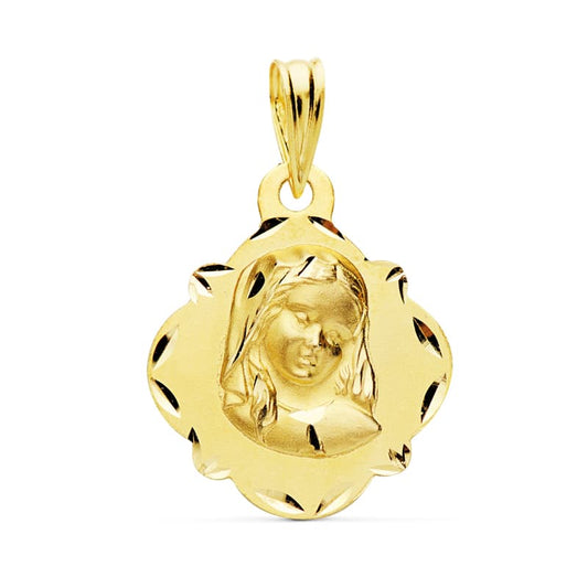 18K Medalla Oro Amarillo Virgen Niña 19X16 Mm