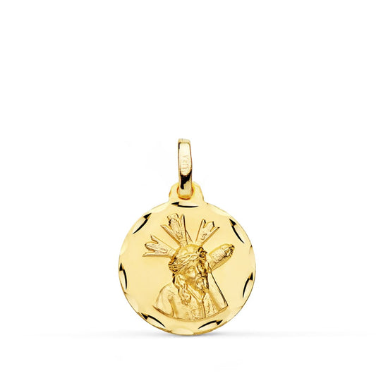 9K Medalla Oro Amarillo Gran Poder Tallada 16 Mm