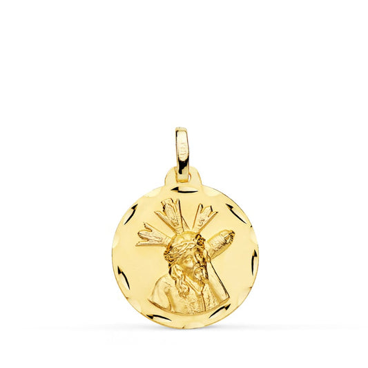 9K Medalla Oro Amarillo Cristo Del Gran Poder Tallada 18 Mm