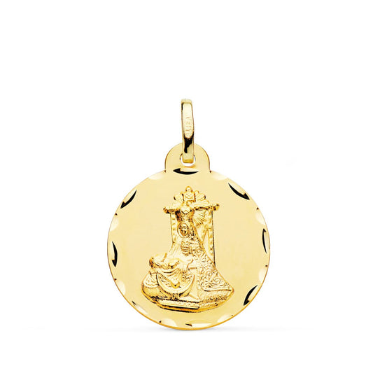 9K Medalla Oro Amarillo Virgen De Las Angustias Tallada 20 Mm