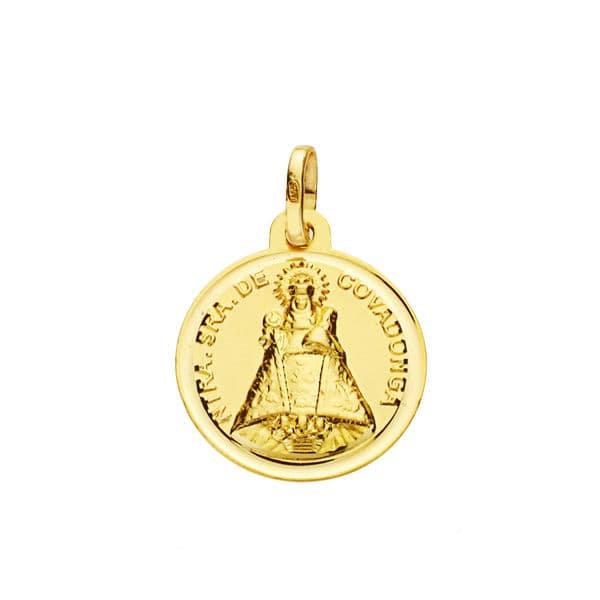 18K MEDALLA ORO AMARILLO VIRGEN DE COVADONGA 16 MM