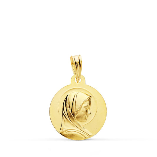 18K Medalla Oro Amarillo Virgen Niña 16 Mm