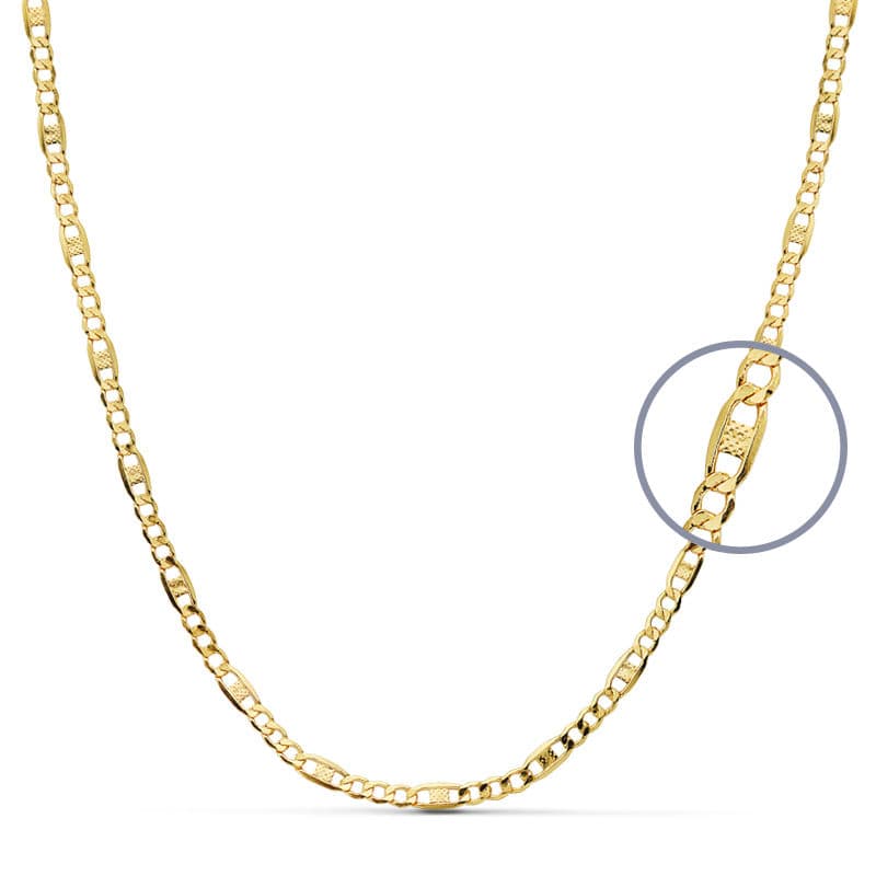 18K Cadena Oro Amarillo Cartier 3X1 Hueca. Ancho: 2,5 Mm. Largo: 45 Cm