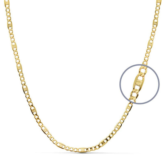 18K Cadena Oro Amarillo Cartier 3X1 Hueca. Ancho: 2,5 Mm. Largo: 45 Cm
