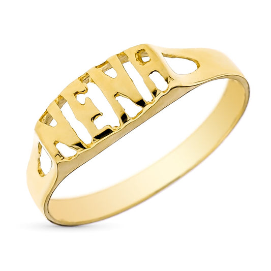 9K Sello Oro Amarillo Palabra Nena Calada. Ancho: 4 Mm