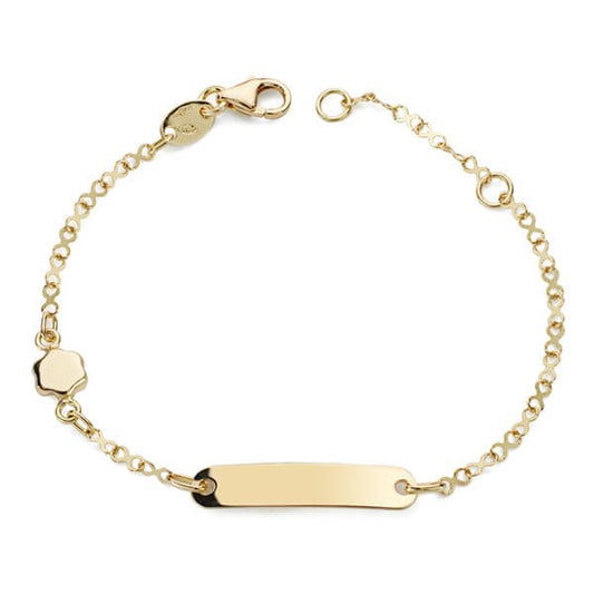 18K Pulsera Esclava Oro Amarillo Motivo Flor 14Cm